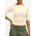 thumbnail image 5 of PRETTYGARDEN Womens Summer Short Sleeve Tops Boat Neck Ribbed Knit Slim Fit T Shirt Casual Basic Top Spring Clothes, 5 of 10