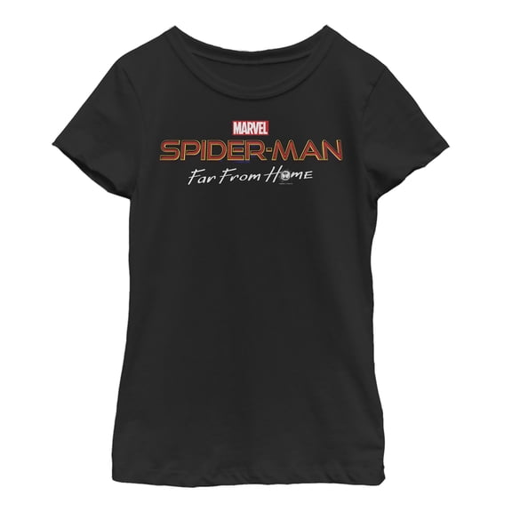 Girl's Marvel Spider-Man: Far From Home Classic Logo Graphic Tee Black Large