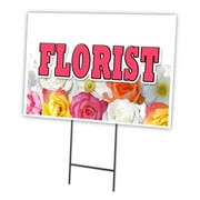 FLORIST 18"x24" Yard Sign & Stake | Advertise Your Business | Stake Included Image On Front Only | Made in The USA