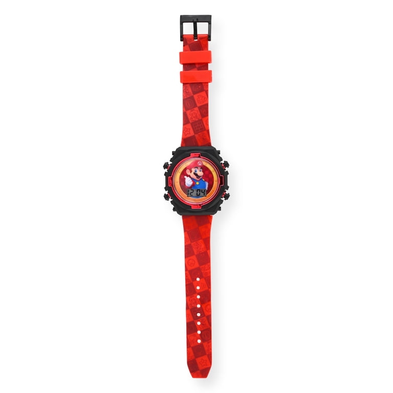 Mario Kids Contrast Colored Case Flashing Lights LCD Watch with