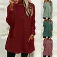 thumbnail image 7 of Women's Winter Warm Sherpa Lined Fleece Crewneck Sweatshirt with Pocket Solid Thermal Pullover Loungewear Tunic Tops, 7 of 7