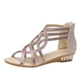 thumbnail image 2 of Verano Mujer Cuñas Punta Abierta Sandalias Transpirables Cremallera Casual Rhinestones Zapatos Wmkox8yii nm2404, 2 of 9