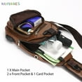 thumbnail image 6 of BadPiggies Men's PU Leather Sling Bags Small Chest Shoulder Crossbody Messenger Travel Hiking Multipurpose Daypack Backpack (Dark Brown), 6 of 10