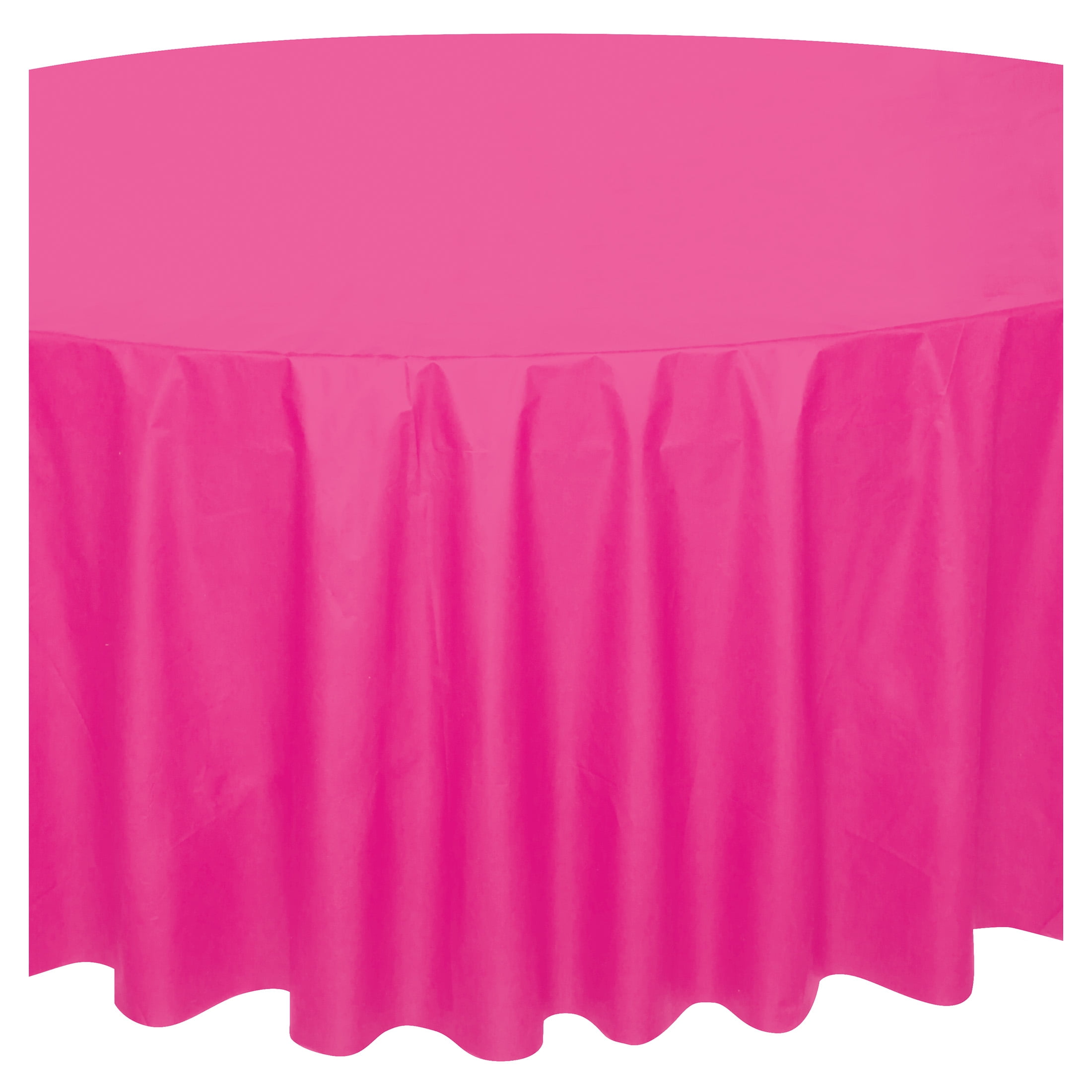 (6 pack) 1CT 84IN Pink Round Plastic Table Cover by Way To Celebrate