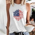 thumbnail image 2 of Usmisi 4th of July Tank Tops Loose Basic Independence Day Patriotic Racerback Shirts Vest Womens Fashion Sunflower Flag Print Crewneck Sleeveless Summer Blouses White m, 2 of 5