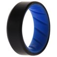 thumbnail image 1 of Anillo de boda de silicona BR con borde de 8 mm - Azul claro-Negro de ROQ para hombre - Anillo de 7 mm, 1 of 1