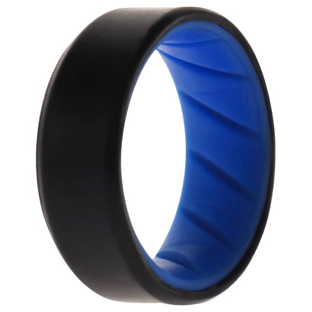 Anillo de boda de silicona BR con borde de 8 mm - Azul claro-Negro de ROQ para hombre - Anillo de 7 mm