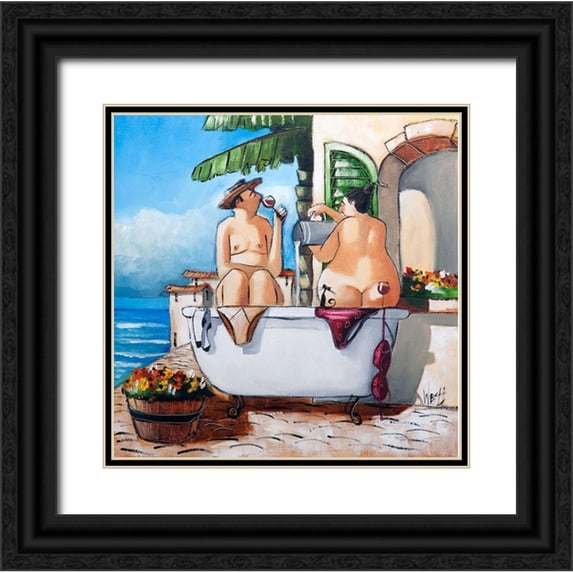 West, Ronald 26x26 Black Ornate Wood Framed with Double Matting Museum Art Print Titled - Bath Scene I