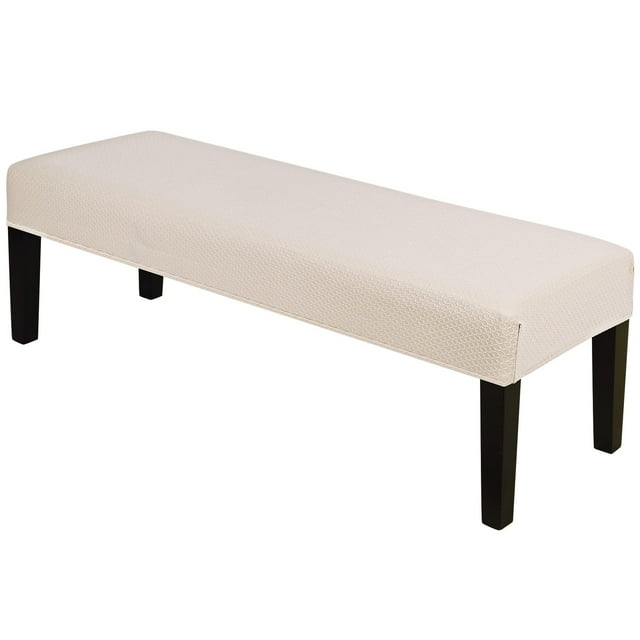 Funda elástica para banco de comedor SearchI, lavable, de jacquard beige