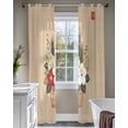 thumbnail image 4 of Cherry Blossoms Sheer Curtains 63 Inch Length 2 Panels Set for Living Room/Bedroom, Japanese Spring Floral Leaves Vintage Beige Kitchen Curtains Grommet Curtains Window Treatments 42"x63"x2, 4 of 7