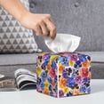 thumbnail image 6 of Picia The Garden Tricolor Pansy Flower Pattern Tissue Box Cover,PVC Leather Square Holder,Tissue Box Holder with Magnetic Bottom,Facial Paper Organizer Dispenser-5.2"X5.2"X5.2", 6 of 8