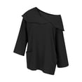 thumbnail image 4 of AKEGAMN Women's Casual Solid Color 3/4 Sleeve Linen Pocket Shirt, Black S-3XL, 4 of 9