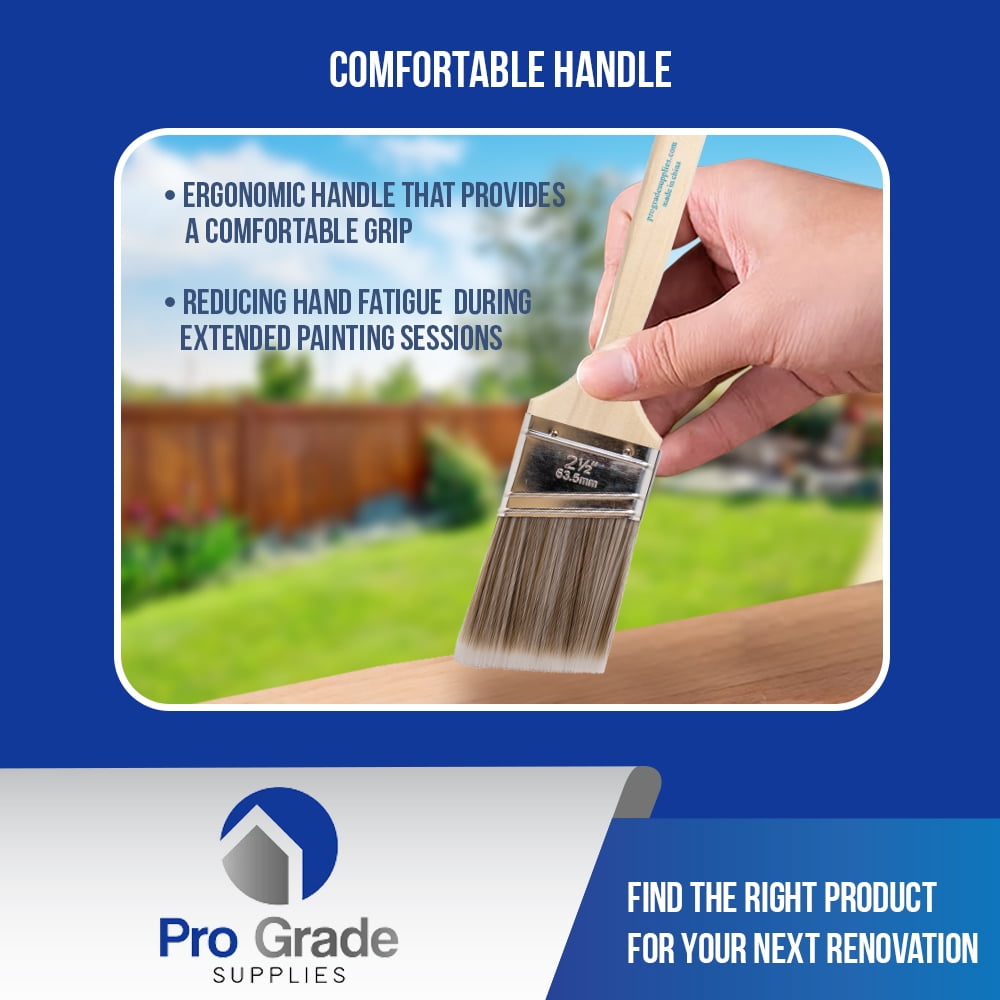 Pro Grade Premium Paint Brushes, 2.5-inch Angle Brush, 12 Pack Paint Brush Set