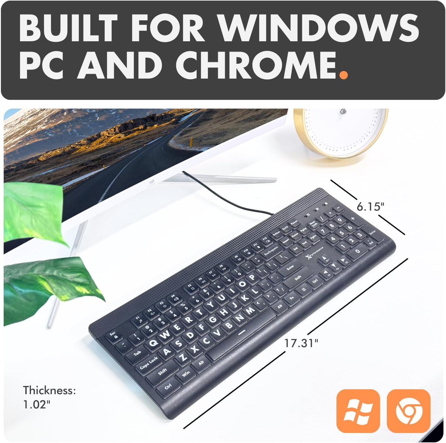 X9 Large Print Backlit USB Keyboard 7-Color LED photo 7