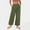 #307-Army Green, variant on Women's Casual Wide Leg Pants, Solid Color Cotton Linen Blend with Pockets and Elastic Waistband for Everyday Wear