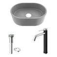 thumbnail image 5 of VIGO Concreto Stone 16 in. Concrete Oval Vessel Bathroom Sink in Gray with Lexington Faucet and Pop-Up Drain in Chrome, 5 of 10