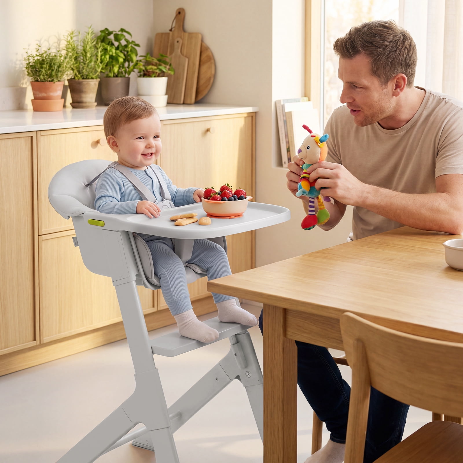 INFANS Baby High Chair, Full-Body Washable High Chairs for Babies and Toddlers Easy to Clean with Tray, 5-Point Harness, Light-Wight Design for Toddlers 6-36 Months