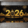 thumbnail image 6 of Golden Theme 2026 New Year Countdown Backdrop Clock Design Festive Decoration Celebration Banner for New Year's Eve Party Holiday Celebration Indoor Decoration, 6 of 9