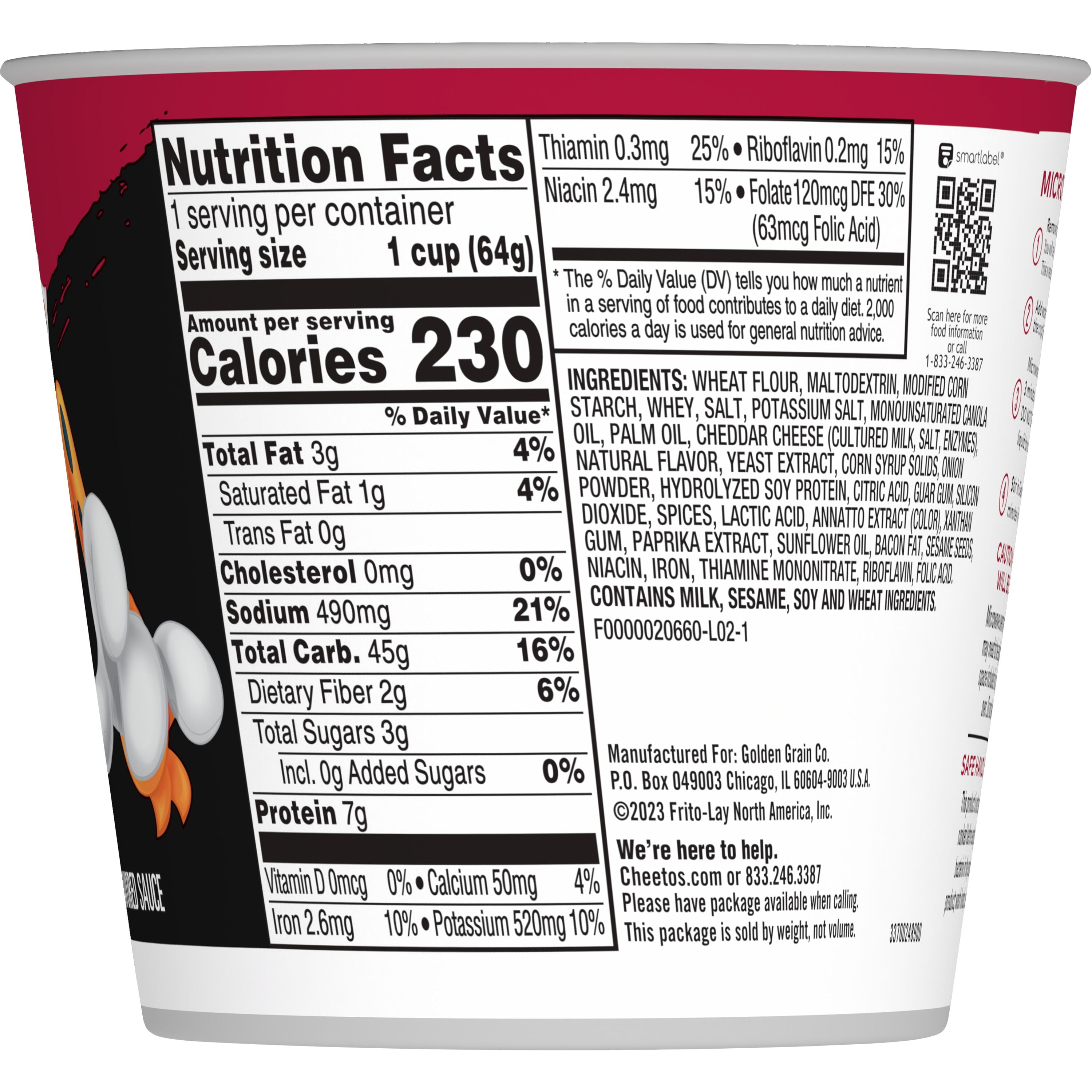 Cheetos Mac' n Cheese Cheesy Bacon Flavor, 2.25 oz, 4 Count Cups