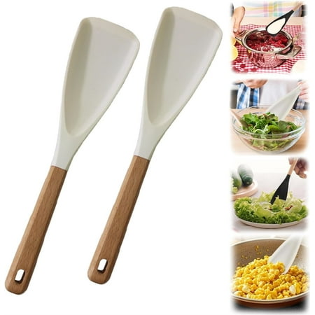 

Duslogis Multi-function Spatula Spoon Silicone Cooking Utensils for Kitchen Matte Multifunction Spatula Spoon for Cooking (2 Pack White)