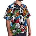 thumbnail image 2 of Football Men's Short Sleeve Poplin Shirt, Casual Printed Button Down Top for Summer Beach, Spread Collar Unisex Beach Shirt, 2 of 6