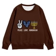 thumbnail image 3 of BdTemWBs Peace_Love_Hanukkah Sweatshirt for Kids, Boys Girls Heart Graphic Pullover Tops Crew Neck Long Sleeve Shirts Cinch Waist (Coffee,3-4 Years), 3 of 4
