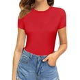 thumbnail image 2 of Xishao Women's Round Neck Short Sleeve T Shirts Basic Bodysuits Xishao ropa, 2 of 2
