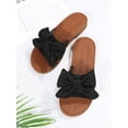 thumbnail image 3 of Vacation Black Sandals For Women  Bow Detail Flat Slide Sandals, 3 of 7