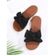 thumbnail image 2 of Preppy Outdoors Flat Slippers for Women, Bow Decor Polyester Open Toe Slide Sandals, 2 of 4