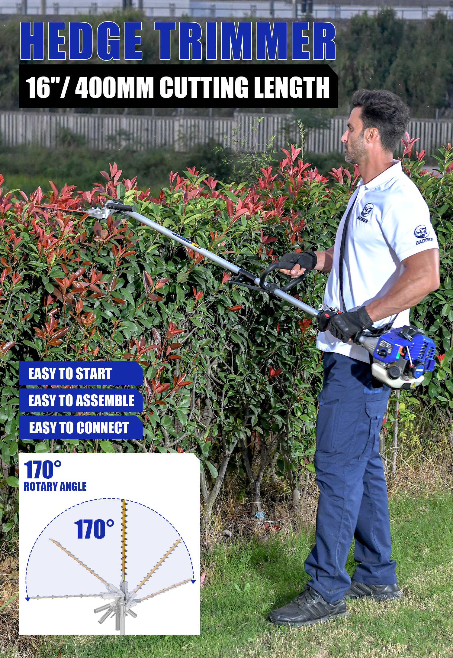 WILD BADGER POWER 26cc Multi -Tool Gas String Trimmer 4 in 1 Garden Tool Combo with hedge pole saw