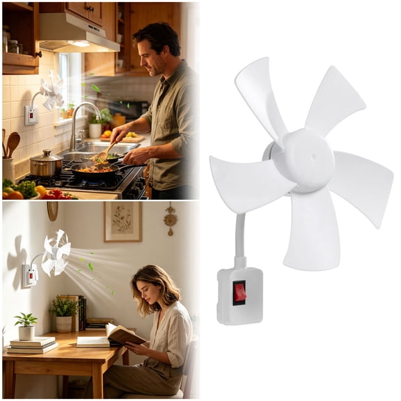 Zguuel Wall Mounted Fan, 5-Blade USB Powered Small Wall Fan, Space Saving Quiet Cooling Fan with 3 Speeds for Home Kitchen Bedroom Office