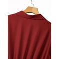 thumbnail image 5 of Plus Size Womens Burgundy A-Line Dress With Shawl Collar And Short Sleeves For Formal Or Office Wear, 5 of 7