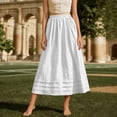 thumbnail image 5 of Lusa Long Skirts for Women 2026 Summer Boho Pleated Loose Fit Lightweight Flowy Skirt Pure Color Casual Elastic High Waisted Swing A-Line Maxi Skirts White XL, 5 of 5