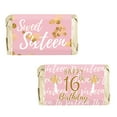 thumbnail image 2 of Pink and Gold Sweet 16 Mini Chocolate Candy Bar Wrappers - 16th Birthday Party Favor Labels - 45 Stickers, 2 of 3