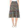 thumbnail image 3 of Faldas de impresión floral Allegra K para mujeres, con cintura elástica, volantes en capas y falda midi negra L, 3 of 7