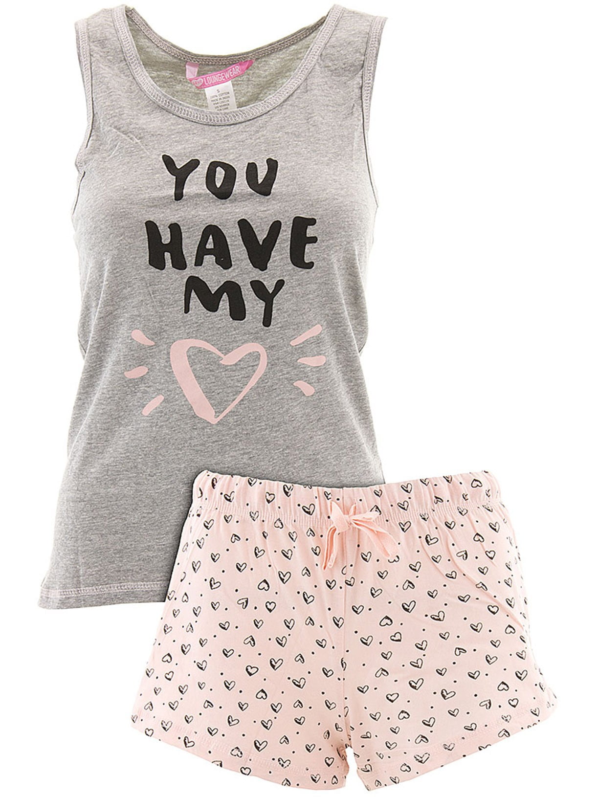 Love Loungewear Love Loungewear Juniors You Have My Heart Gray Shorty