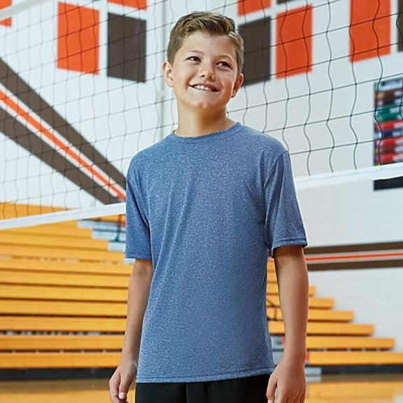 A4 Youth Topflight Heather Performance Crew Nb3381