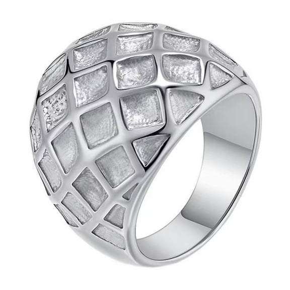 PAMTIER Women Stainless Steel Simple Hyperbole Hip Hop Cool 22mm Chunky Dome Irregular Geometric Shapes Honeycomb Pattern Biker Ring Silver Size 6