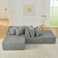 thumbnail image 6 of Two-Seater Lazy Sofa with 6 pillows, Velvet Fabric Compressed sofa with No Assembly Required, Fluffy Modern Lounge Chair for indoor living rooms and bedrooms, Gray, 6 of 10