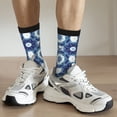 thumbnail image 6 of Xecao Vintage Blue Pattern Sport Socks for Women and Men Crew Socks Sporty Calf Socks Casual Socks, 6 of 6