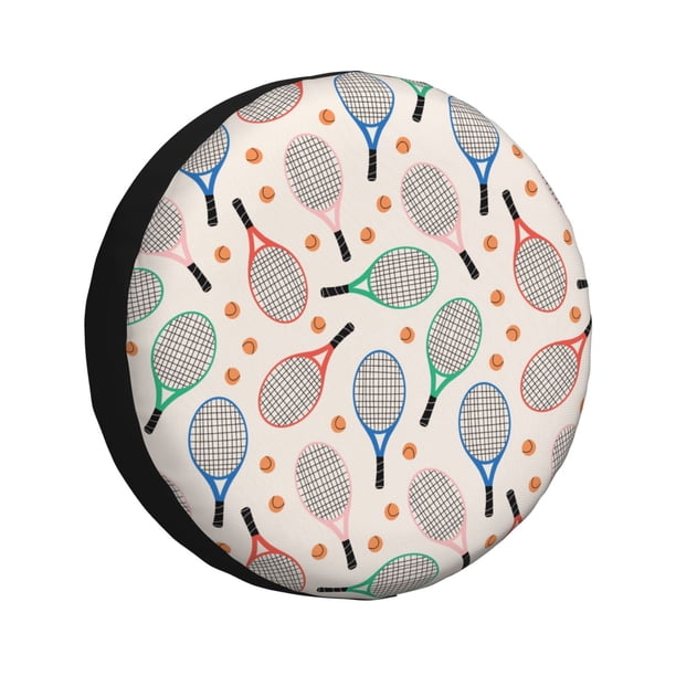 Fotbe Cute Tennis Racket Funda de Llanta de Repuesto con Estampado, Engrosada, Ajuste Universal para Jeep, Remolque, RV, SUV, Camión-14 inch