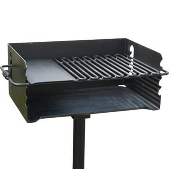 Pilot Rock Jumbo Park Style Steel Outdoor BBQ Charcoal Grill, Black