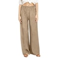 thumbnail image 5 of Mifsaly Linen Pants Women High Waisted Wide Leg Pant Smocked Elastic Waist Loose Fit Flowy Trousers Summer Beach Vacation Work Slacks with Pockets XXL, 5 of 6