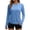 Blue, variant on Women's Sun Shirts Summer 2026 Long Sleeve Thumb Hole Crewneck Tops Side Ruched Drawstring Soft Comfy Slim Sun Protection Shirt for Outdoor Hiking Light Blue XXL