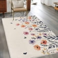thumbnail image 2 of Spring Flowers Area Rugs 4x6 ft Watercolors Pink Purple Flower Butterflies Vintage Linen Washable Rug Non Slip Indoor Carpet Absorbent Floor Mat for Living Room Bedroom Dining Room, 2 of 9