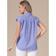 thumbnail image 3 of DARING DIVA Women's Gingham Top Work Cap Sleeve Vintage Plaid Button Down Shirts XL Blue, 3 of 6