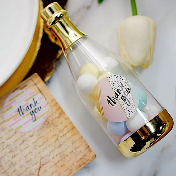 BalsaCircle 500 Thank You Geometric Designs Stickers Assorted 1.5" Round Self Adhesive Roll