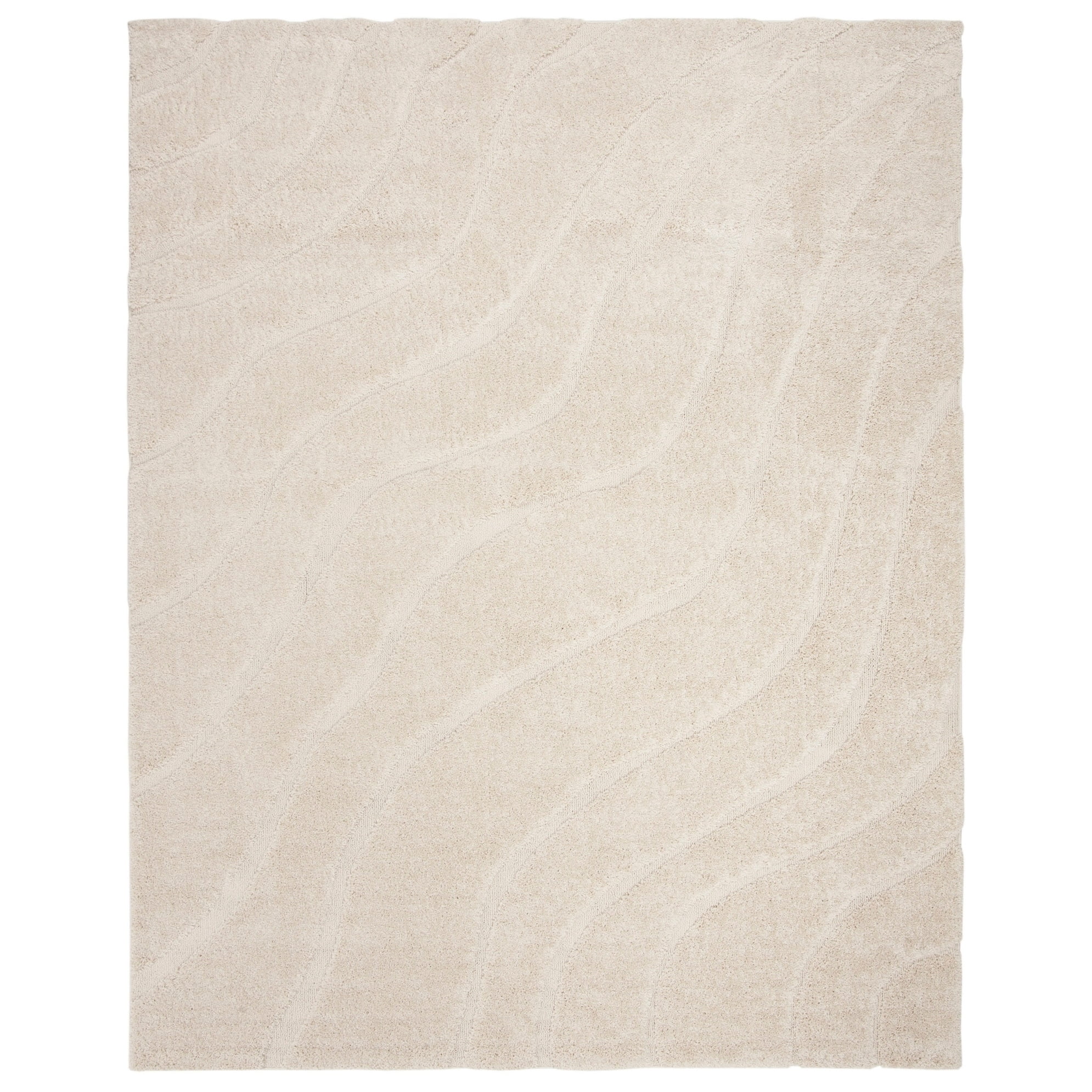 SAFAVIEH Florida Tabitha Geometric Waves Shag Area Rug, Cream, 5' x 5' Round