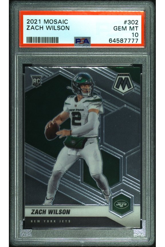 Zach Wilson New York Jets 2021 Panini Mosaic Rookie RC Card #302 PSA 10 Gem Mint