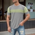 thumbnail image 2 of JAJAHO Men's Short Sleeve T Shirt Waffle Summer Top Color Block Crew Neck Pullover Sports Casual Top Loose Fit Graphic Tee Trendy Tops, 2 of 8